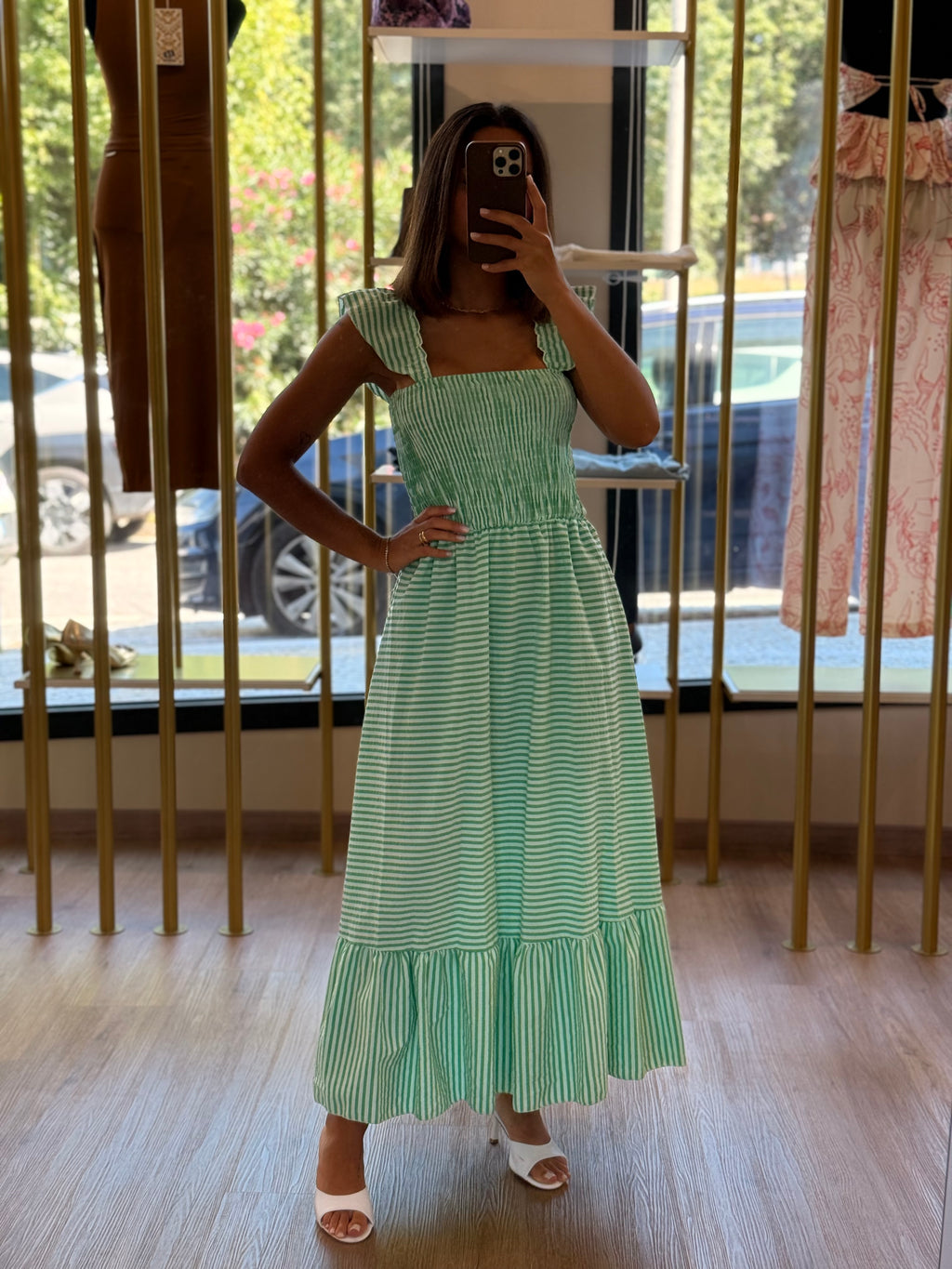 Vestido Verde Listrado