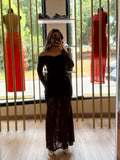 Vestido rendado manga comprida
